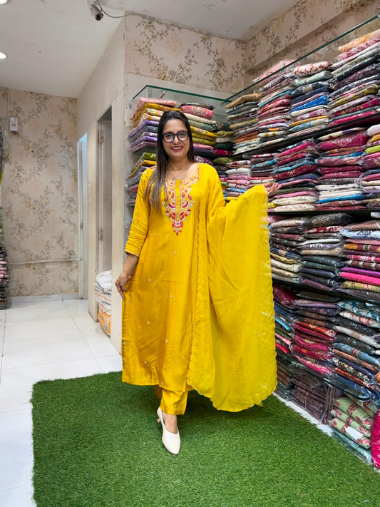 Pure Dola Silk Yellow 3pc Set