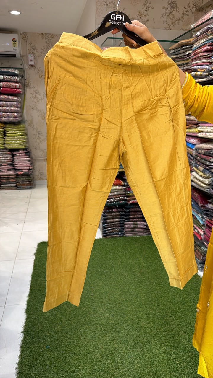 Pure Dhoopian Silk Yellow Bottom