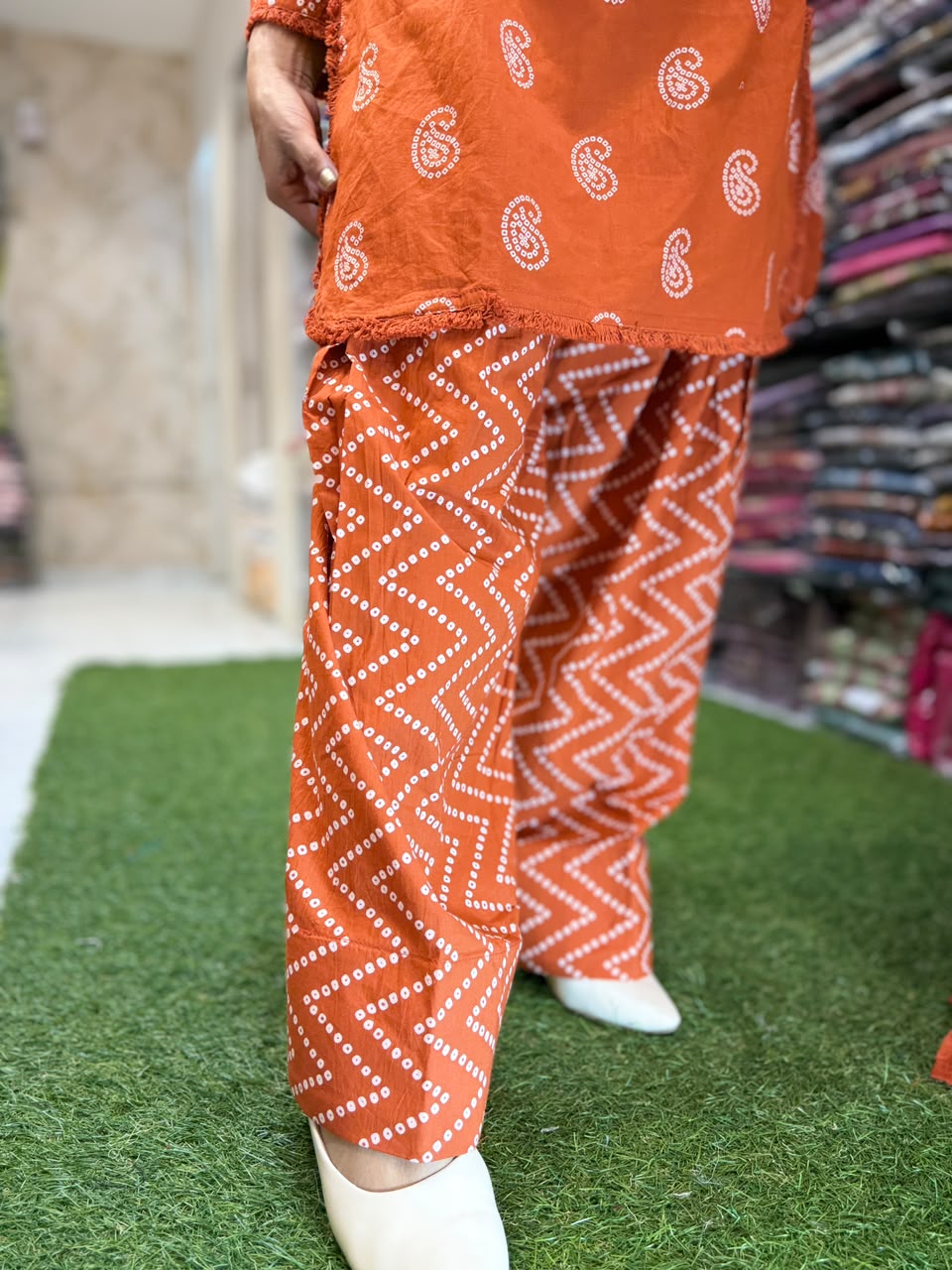 Pure Cotton Farsi Salwar Orange 3pc Set