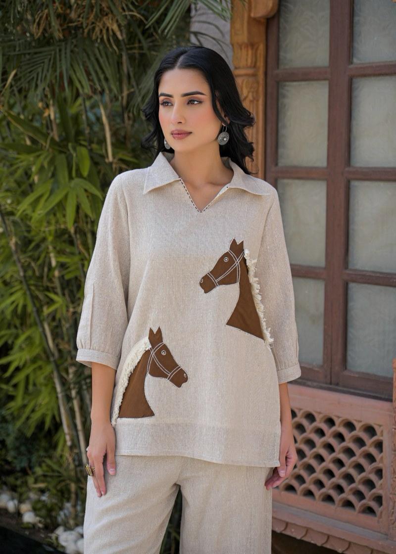 Pure Jute Cotton Off White 2pc Set
