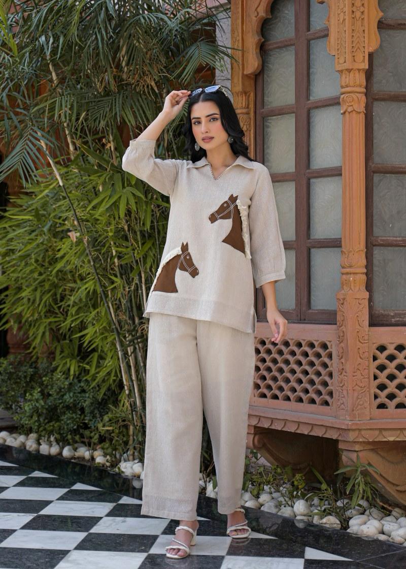 Pure Jute Cotton Off White 2pc Set