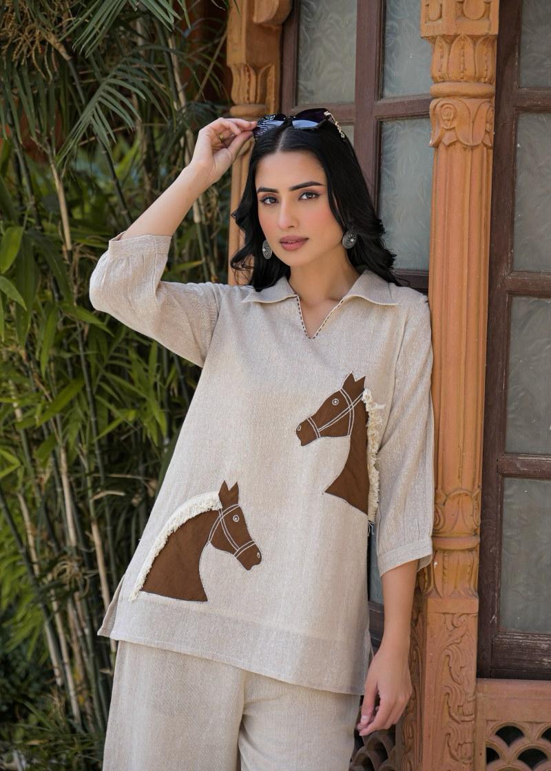 Pure Jute Cotton Off White 2pc Set