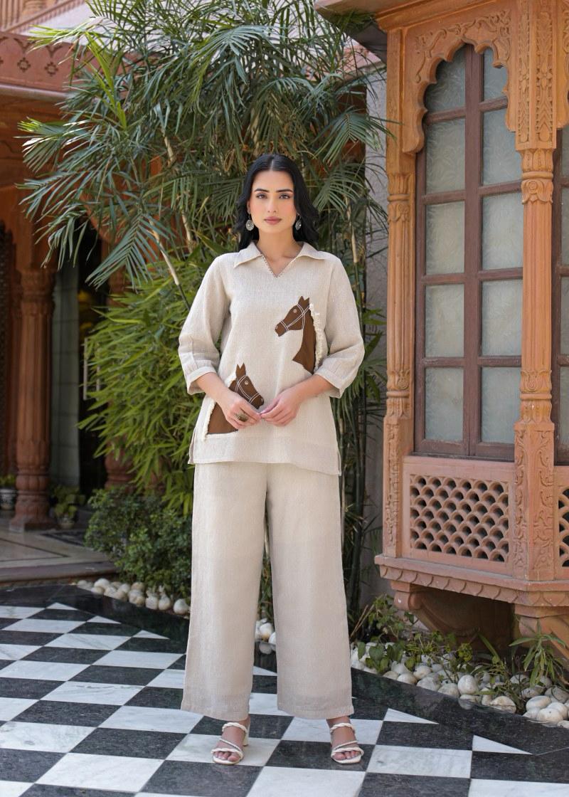 Pure Jute Cotton Off White 2pc Set