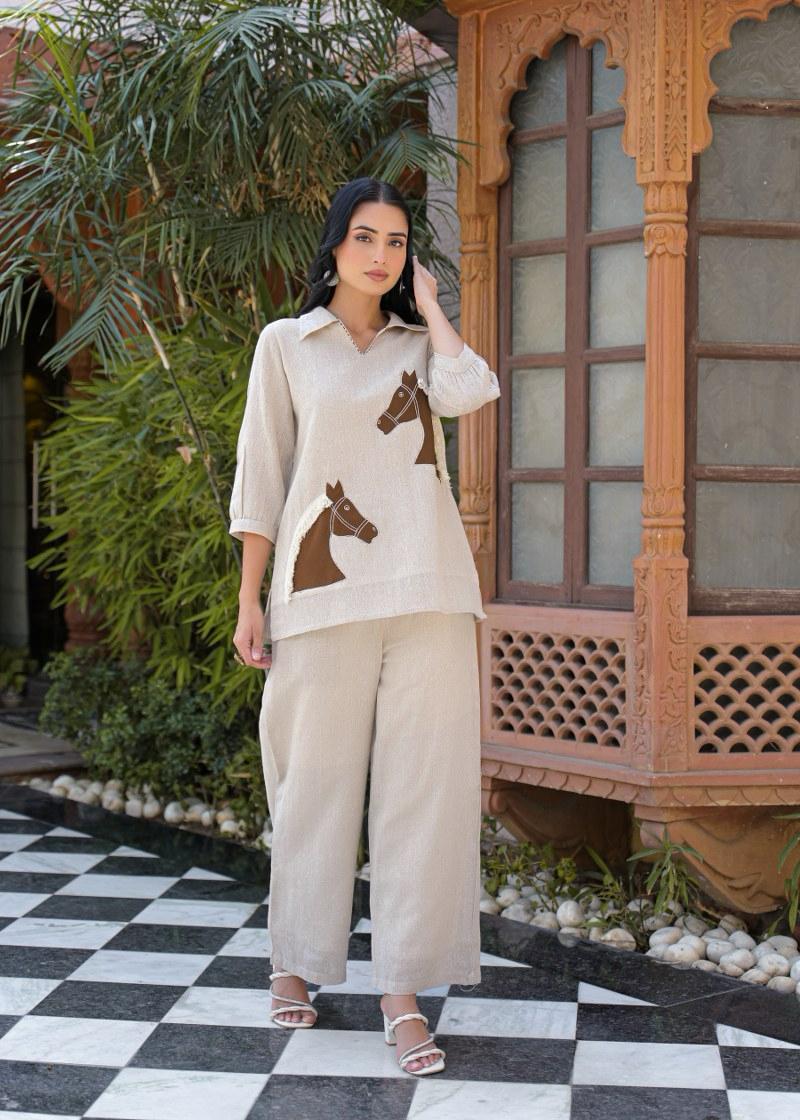 Pure Jute Cotton Off White 2pc Set
