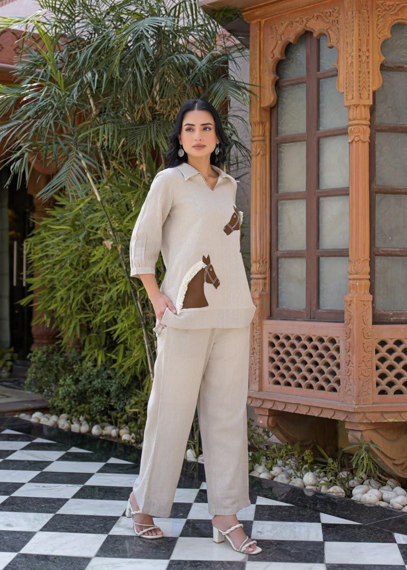 Pure Jute Cotton Off White 2pc Set