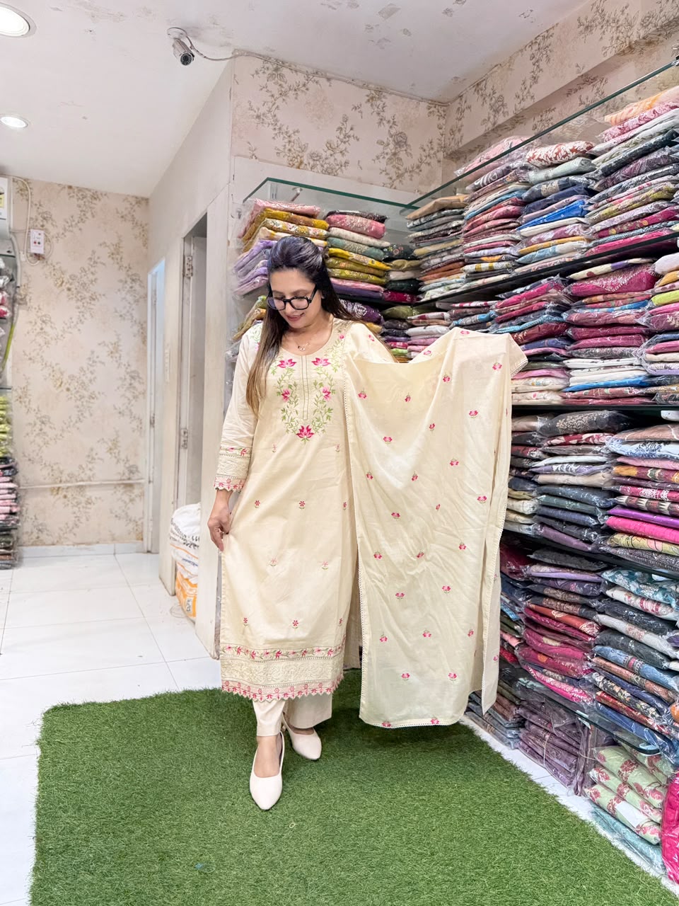 Pure Slub Cotton Cream 3pc Set