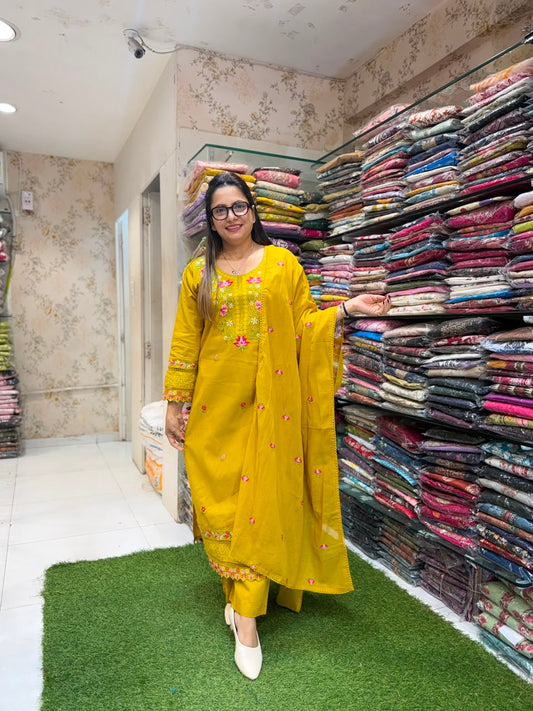 Pure Slub Cotton Yellow 3pc Set