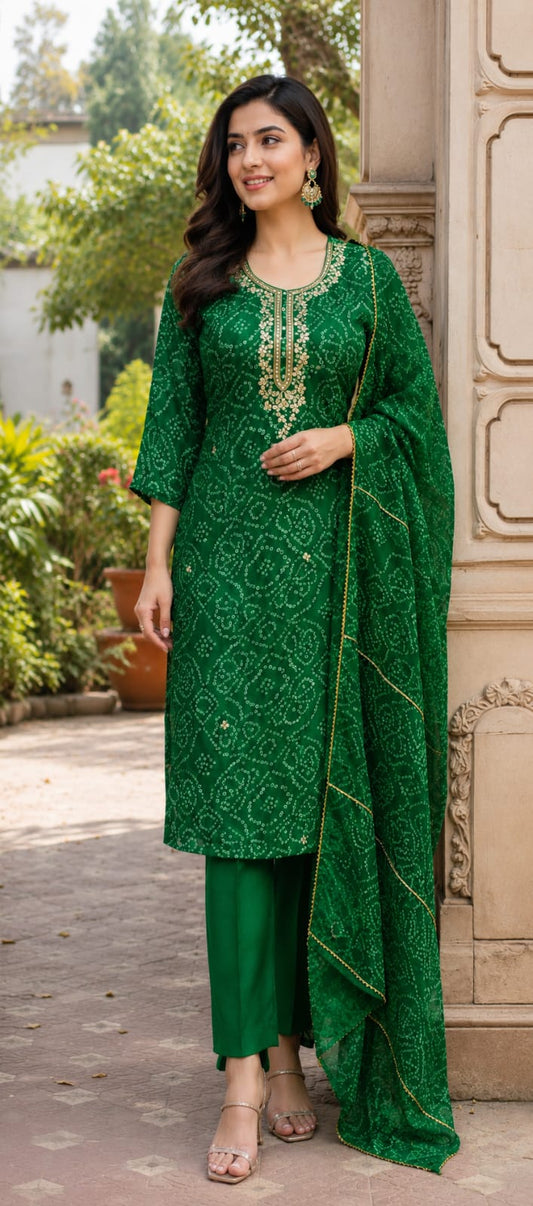 Pure Georgette Green 3pc Set