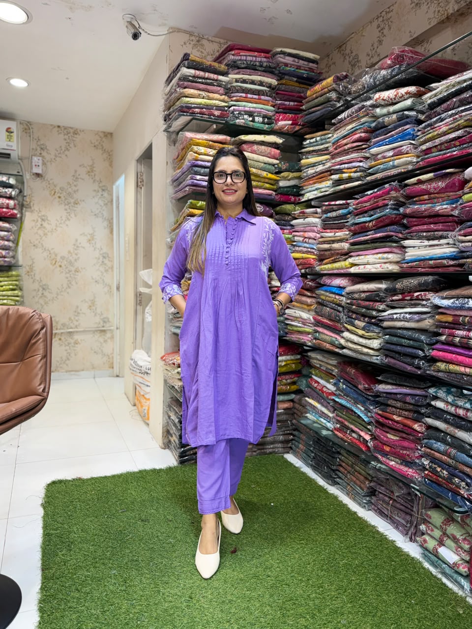 Pure Linen Cotton Purple 2pc Set