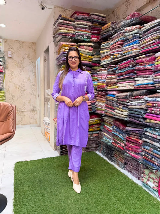 Pure Linen Cotton Purple 2pc Set