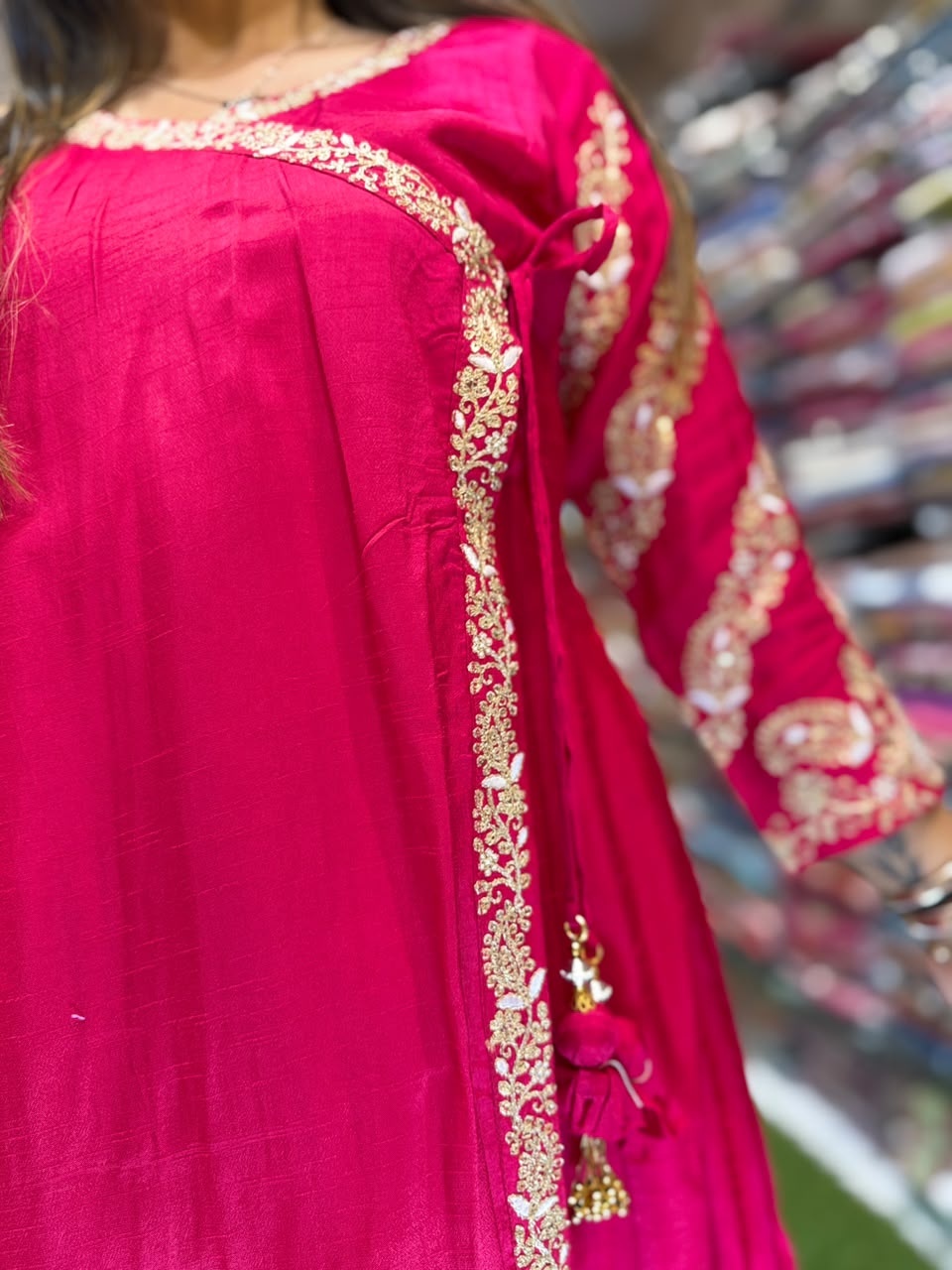 Pure Dola Silk Rani Pink 3pc Set