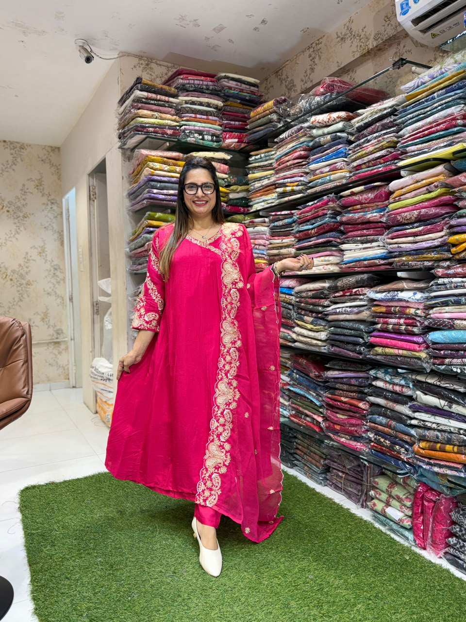 Pure Dola Silk Rani Pink 3pc Set