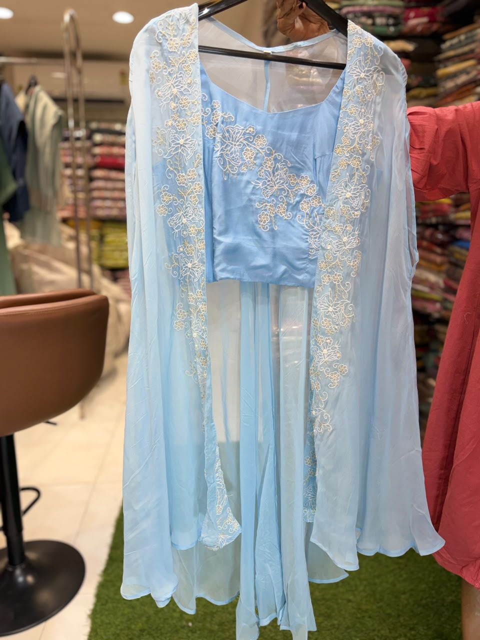 Pure Viscoce Organza Sky Blue 3pc Set