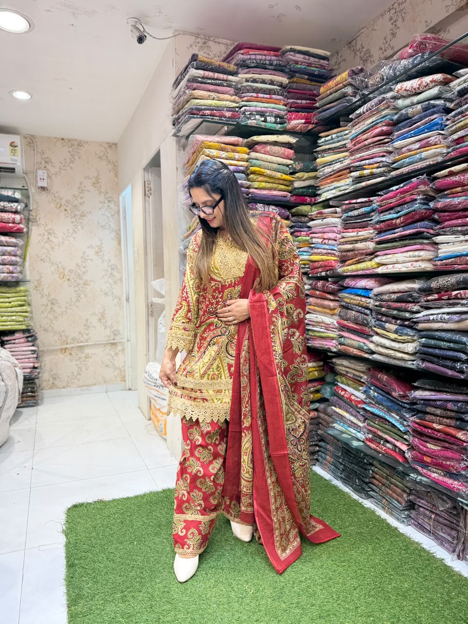 Pure Cotton Farsi Salwar Maroon 3pc Set