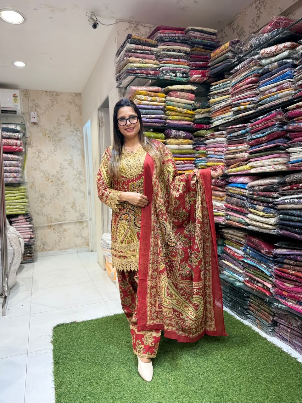 Pure Cotton Farsi Salwar Maroon 3pc Set
