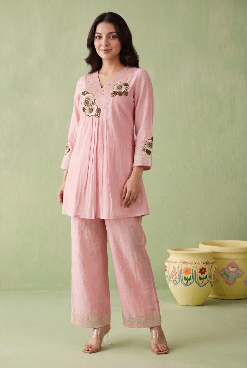 Pure Linen Baby Pink 2pc Set