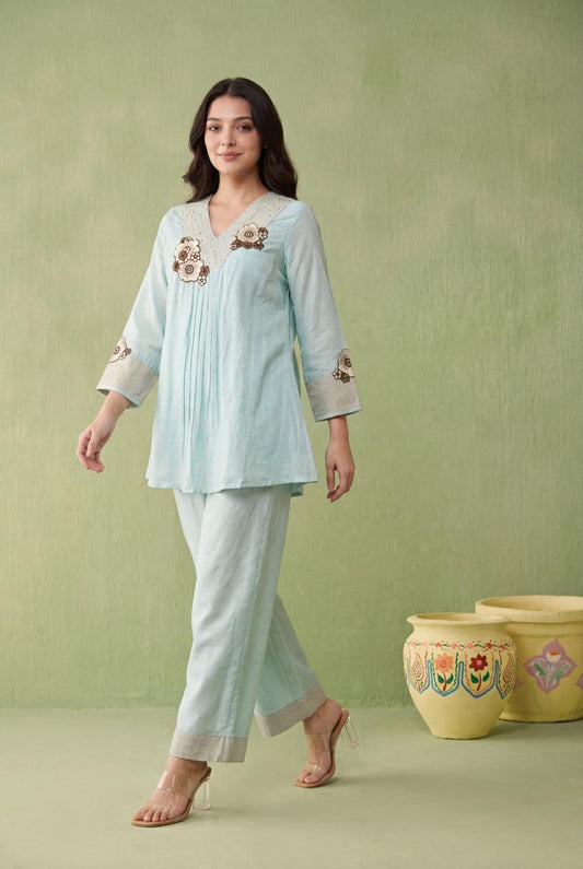 Pure Linen Sky Blue 2pc Set