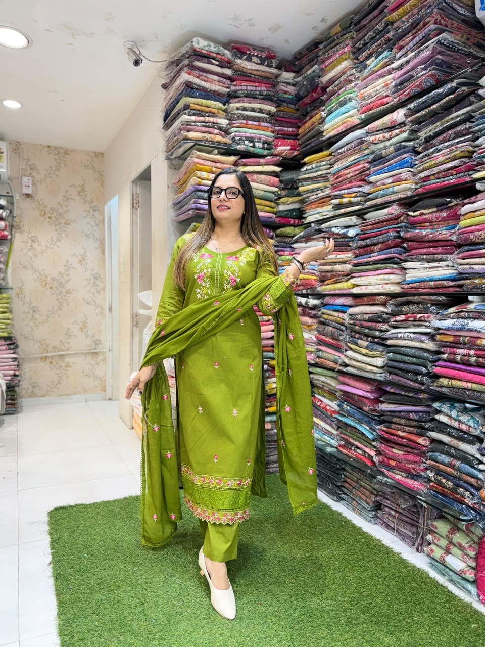 Pure Daabu Cotton Green 3pc Set