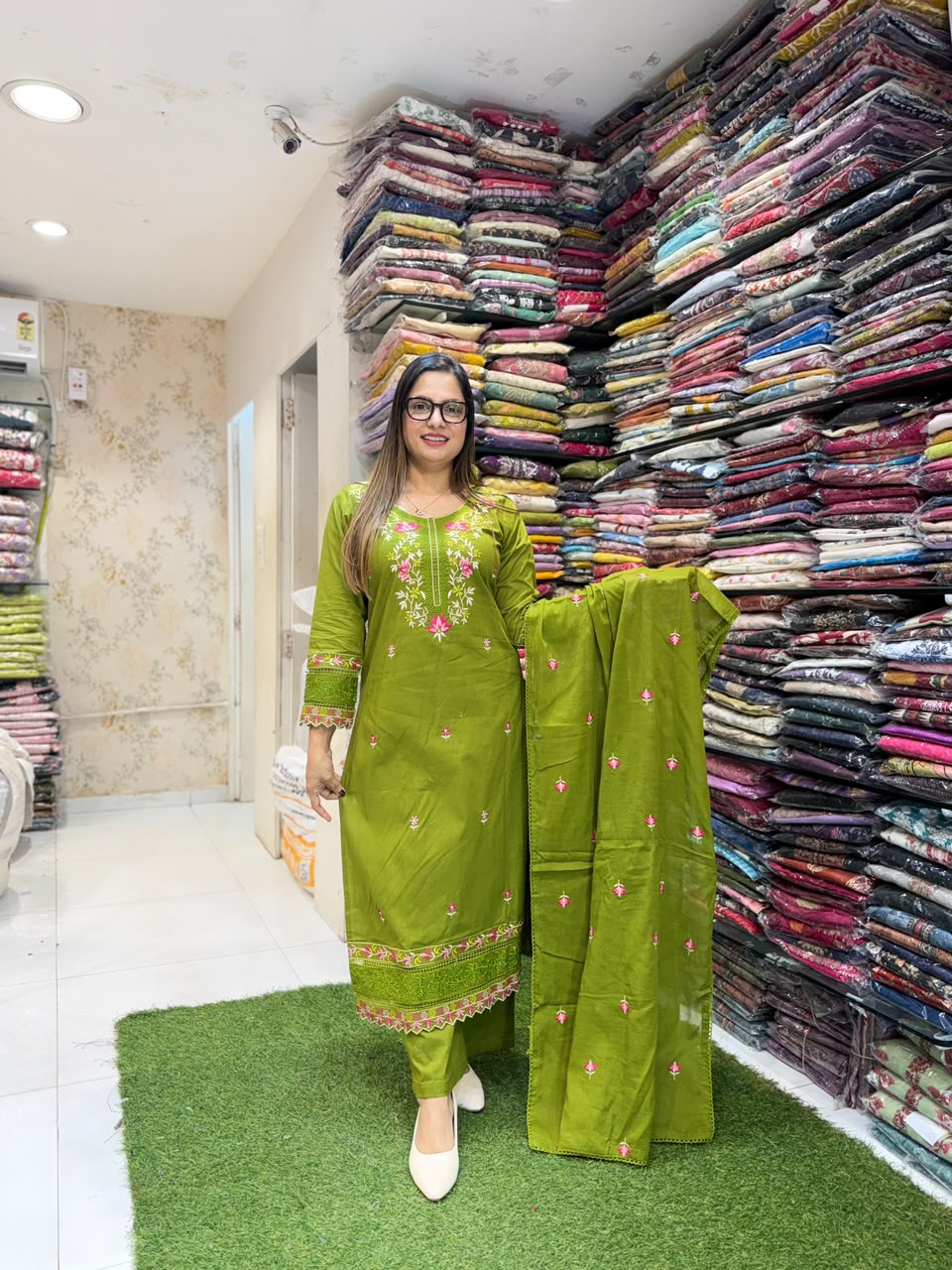 Pure Daabu Cotton Green 3pc Set