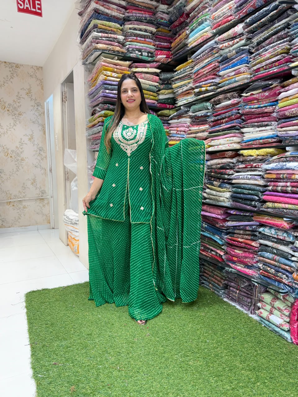 Pure Georgette Green 3pc Set