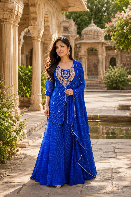 Pure Georgette Blue 3pc Set