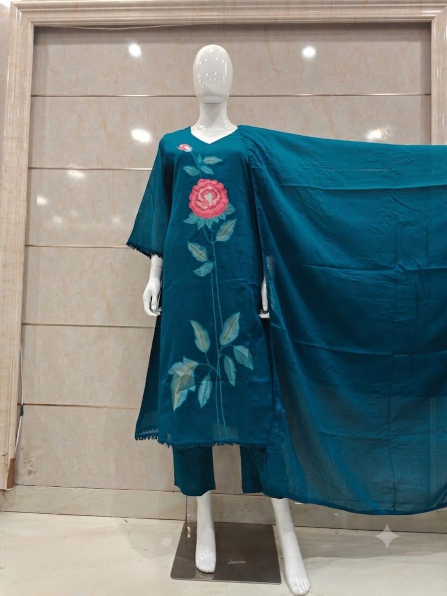 Pure Mull Cotton Rama Green 3pc Set