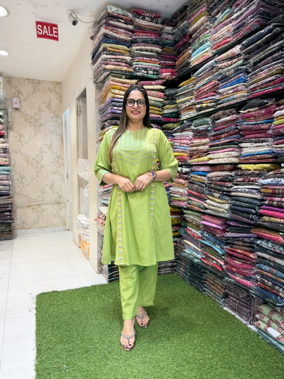 Pure Linen Cotton Lime Green 2pc Set