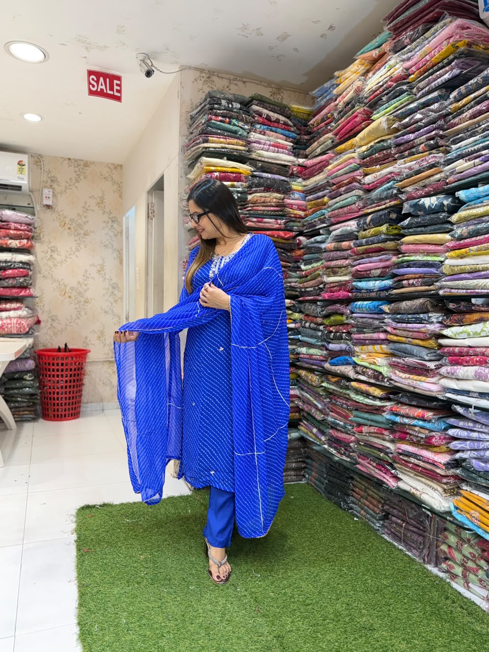 Pure Georgette Blue 3pc Set