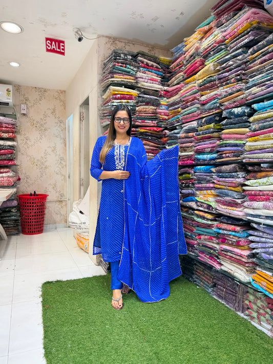 Pure Georgette Blue 3pc Set