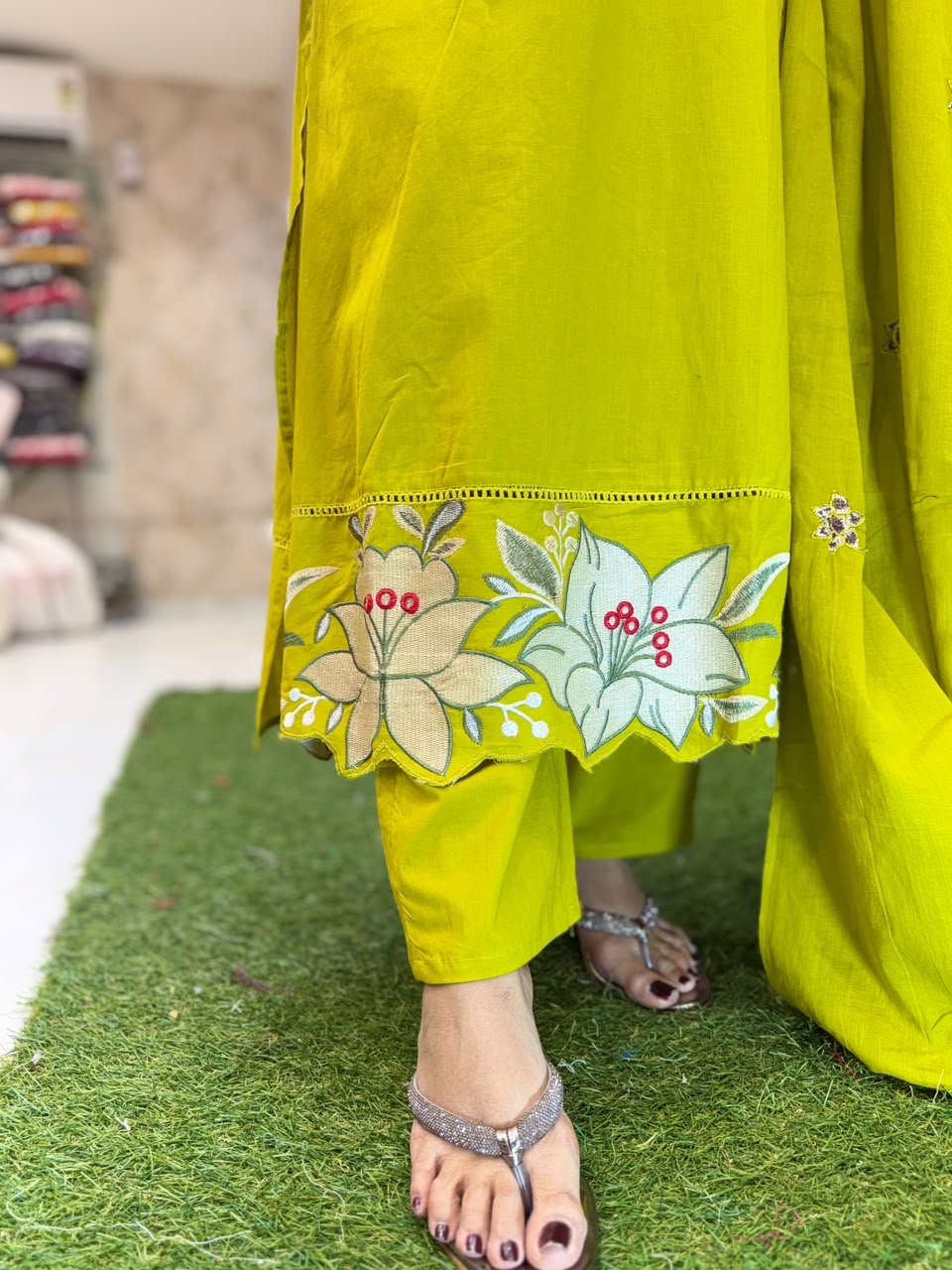 Pure Cotton Chatni Green 3pc Set