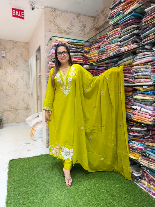 Pure Cotton Chatni Green 3pc Set