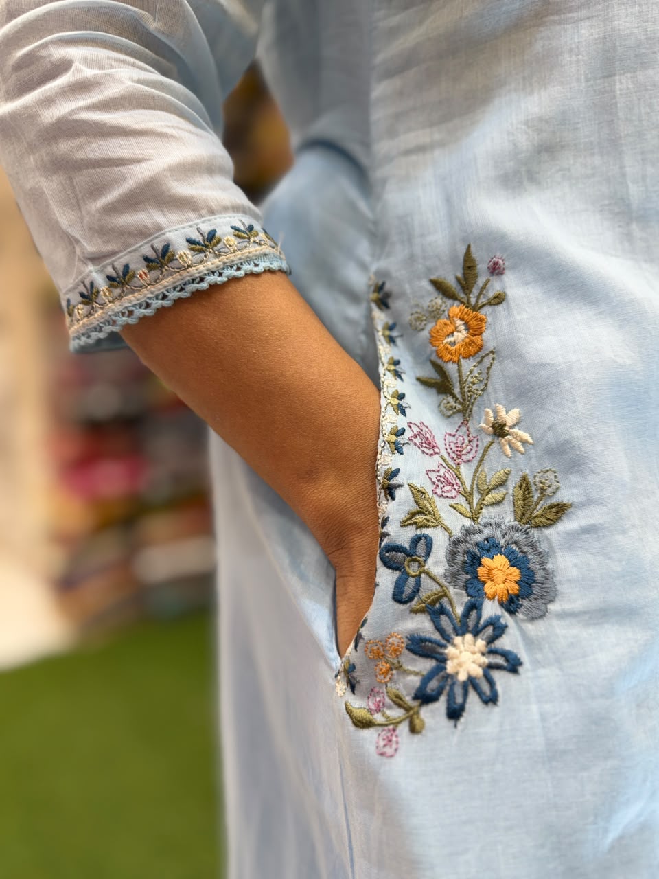 Pure Mull Cotton Sky Blue 3pc Set