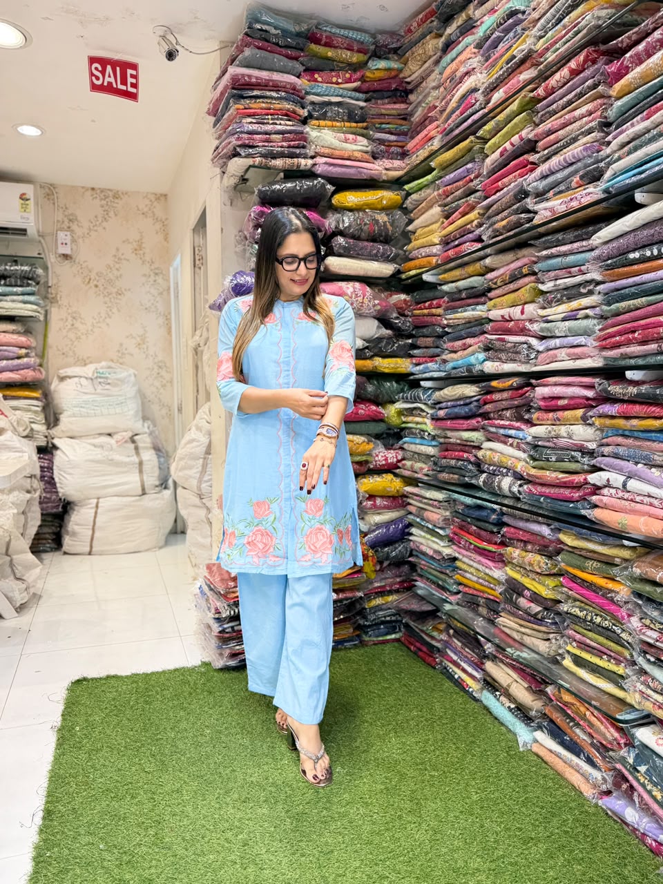 Pure Mull Cotton Sky Blue 2pc Set