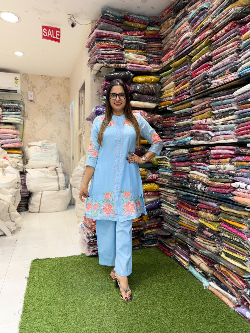 Pure Mull Cotton Sky Blue 2pc Set