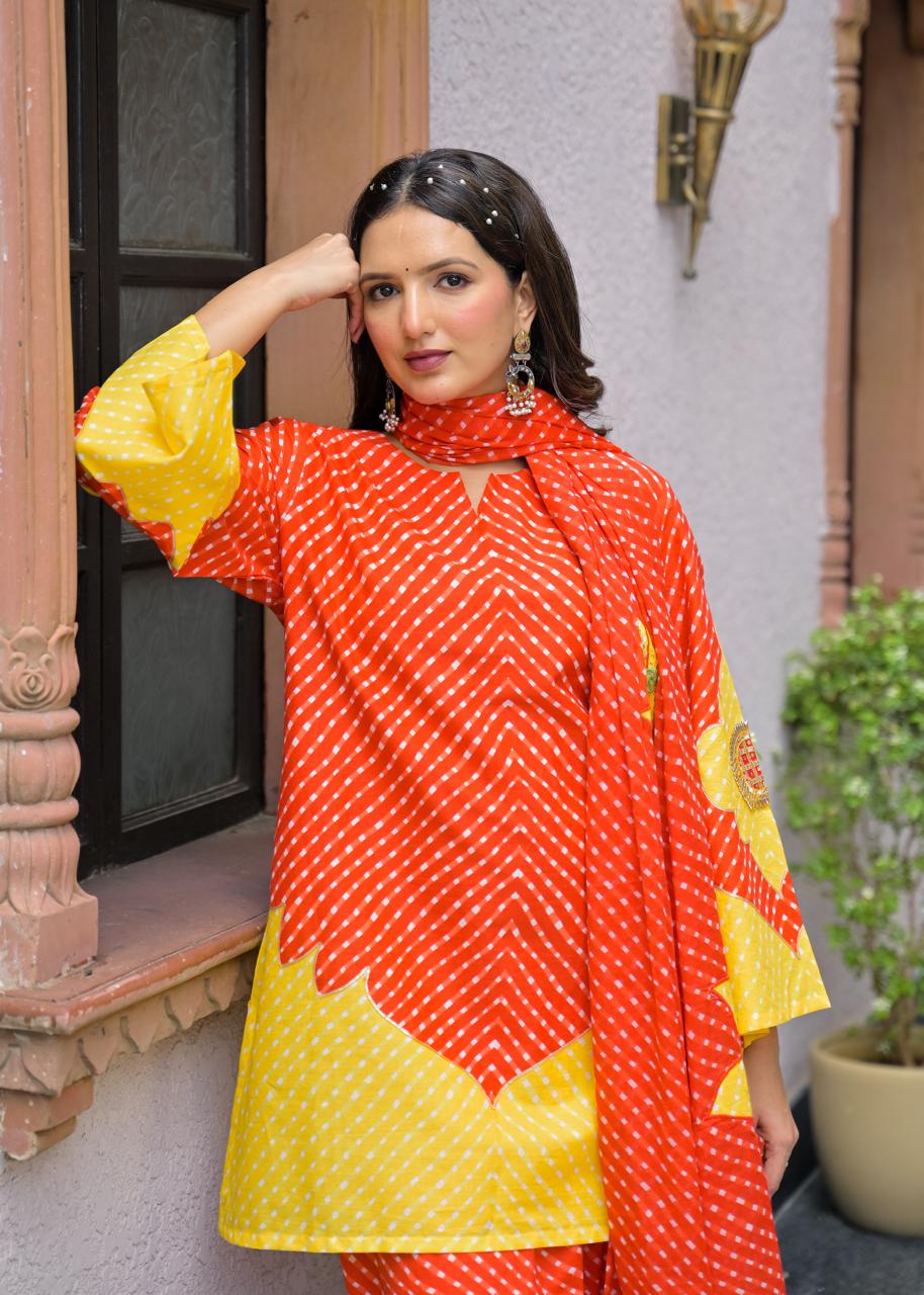 Pure Cotton Farsi Salwar Tomato Red 3pc Set