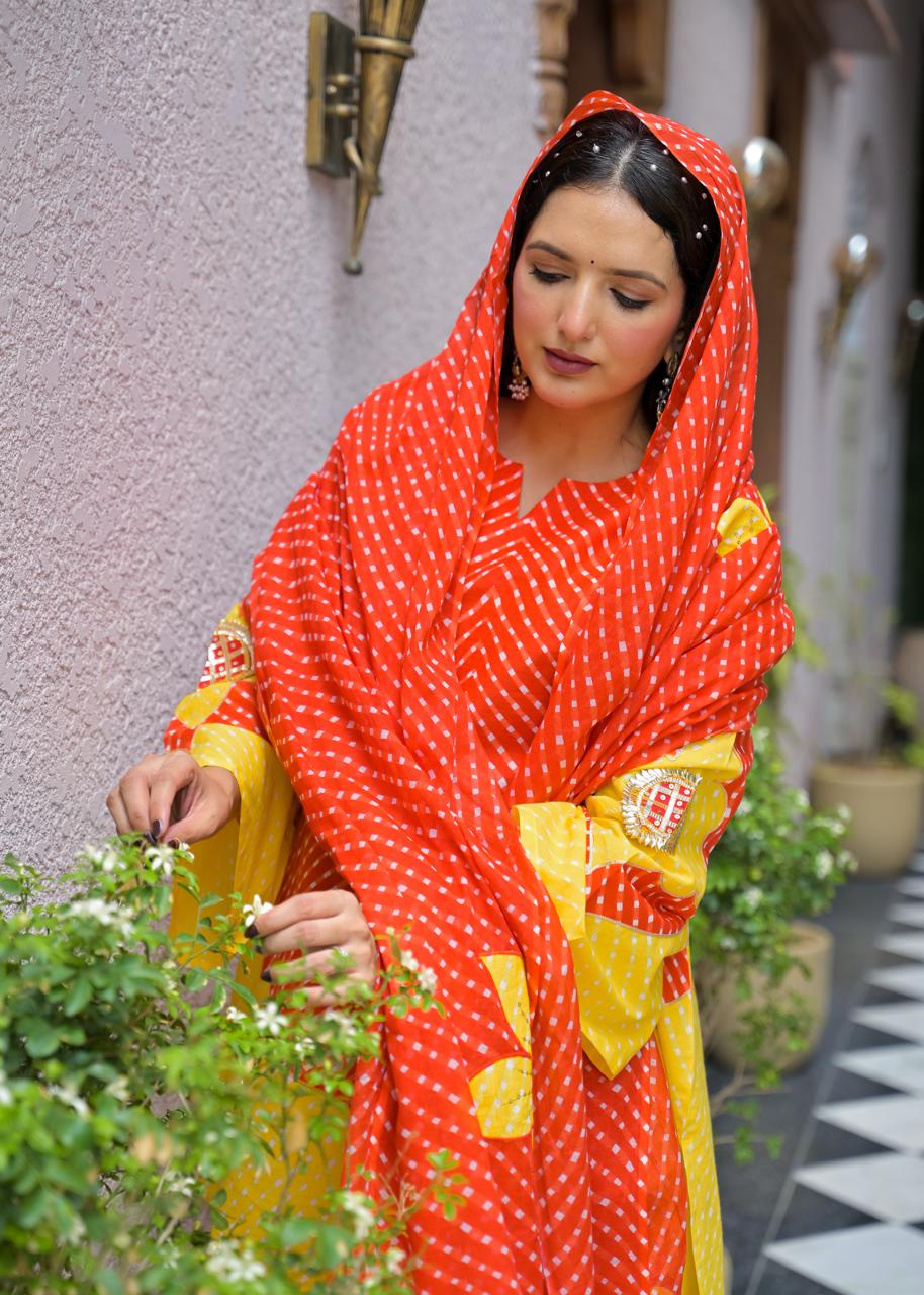 Pure Cotton Farsi Salwar Tomato Red 3pc Set