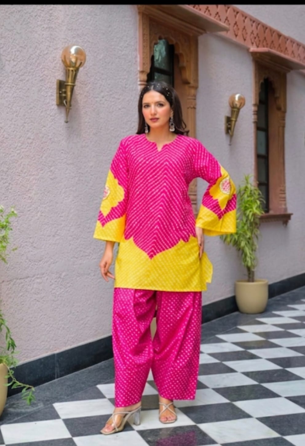 Pure Cotton Farsi Salwar Rani Pink 3pc Set