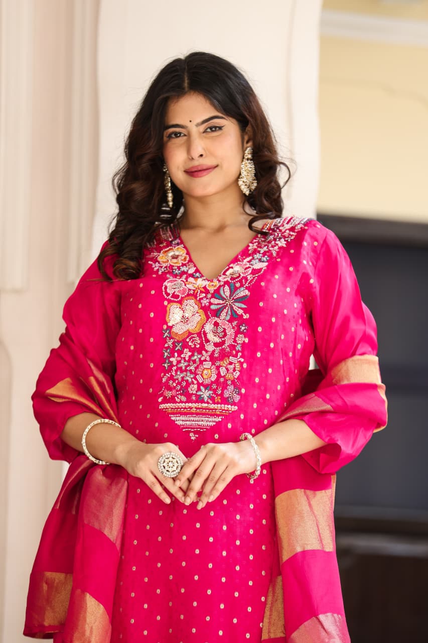 Pure Crep Rani Pink 3pc Set