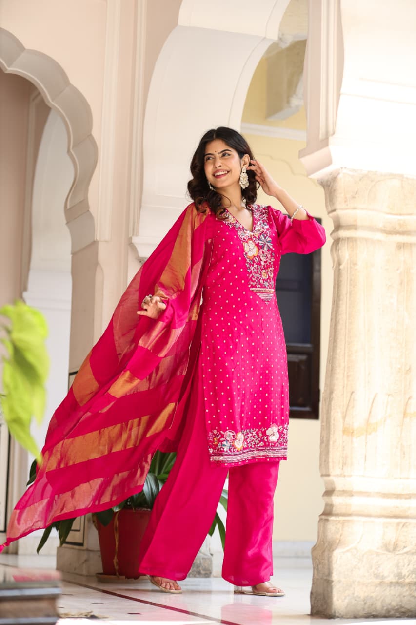 Pure Crep Rani Pink 3pc Set