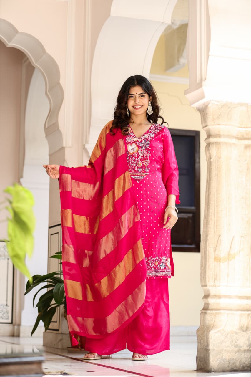 Pure Crep Rani Pink 3pc Set