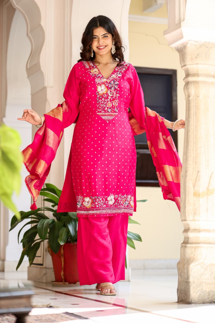 Pure Crep Rani Pink 3pc Set