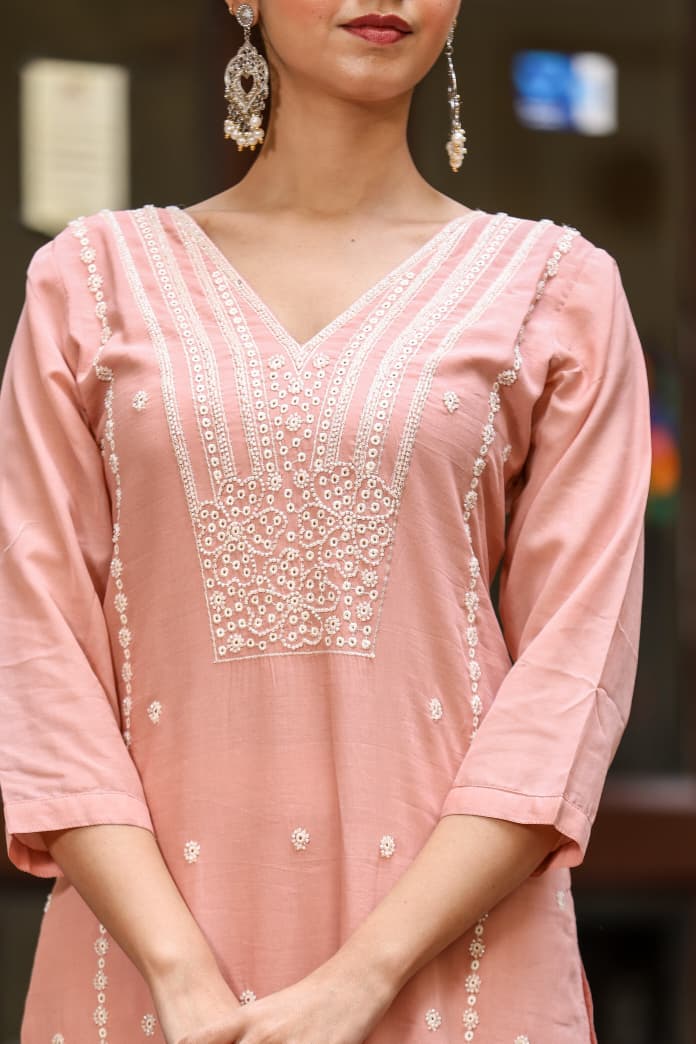 Pure Muslin Peach 3pc Set