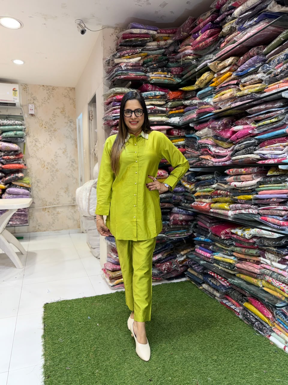 Pure Cotton Silk Green 2pc Set