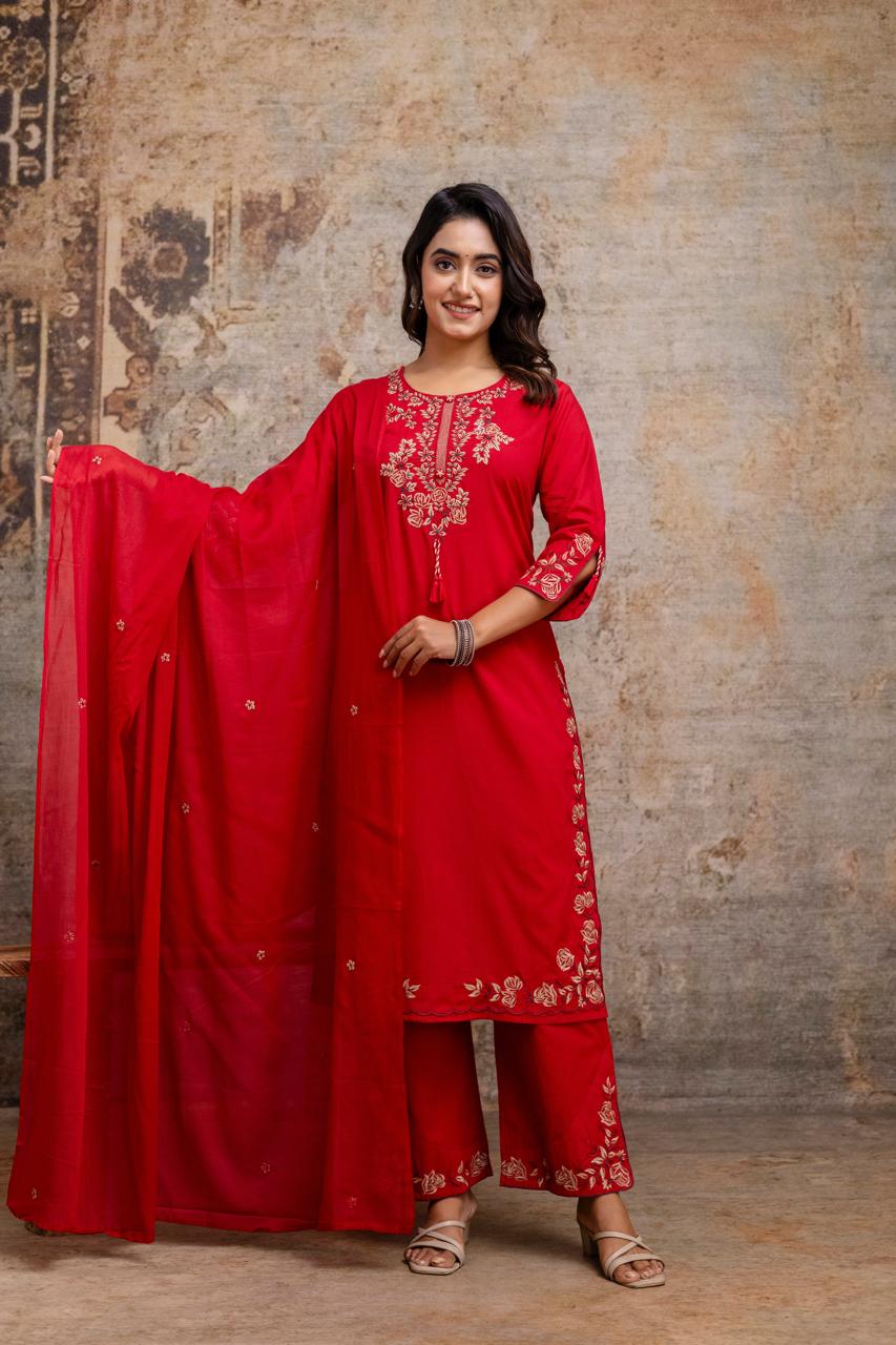 Pure Cotton Red 3pc Set