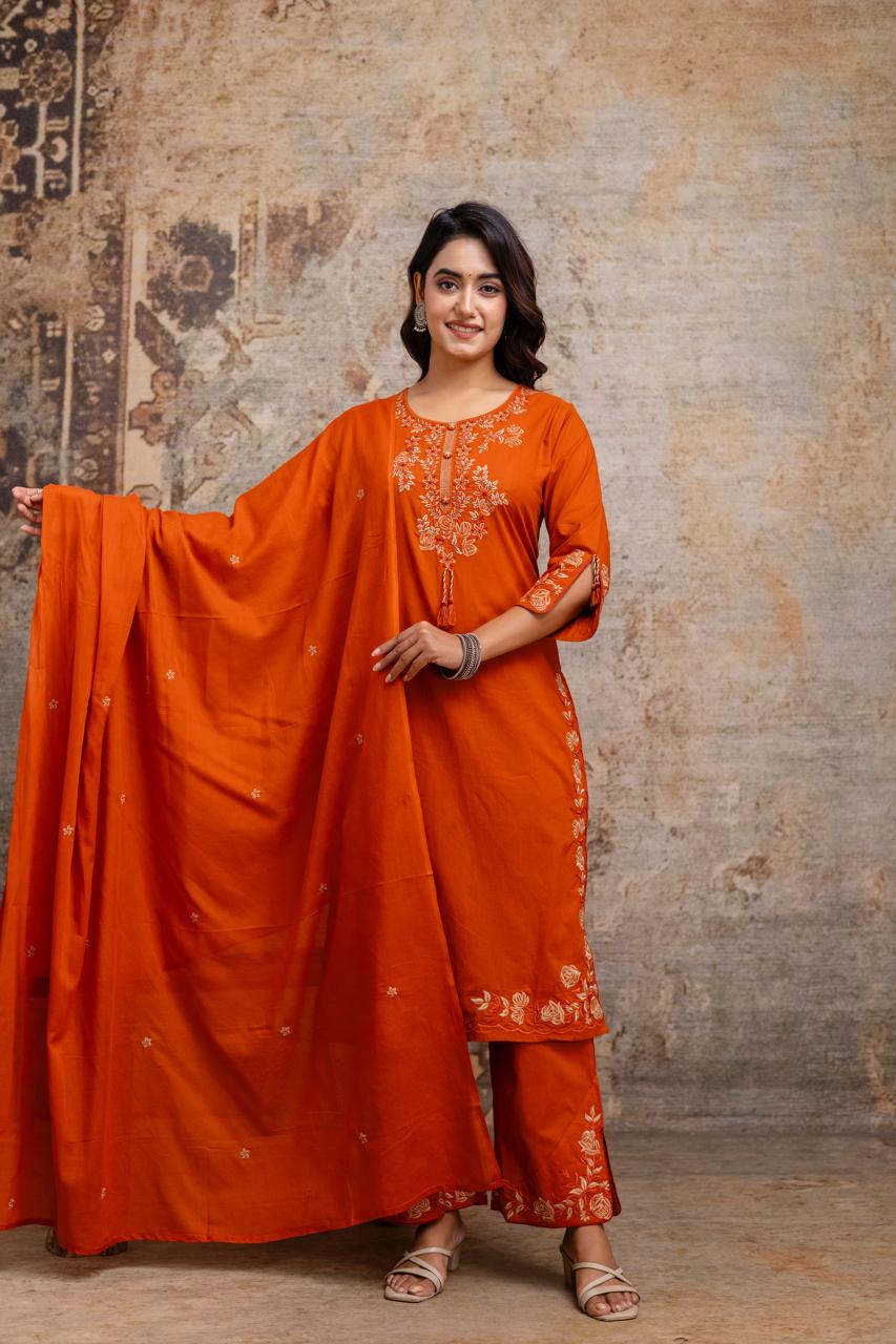Pure Cotton Orange 3pc Set