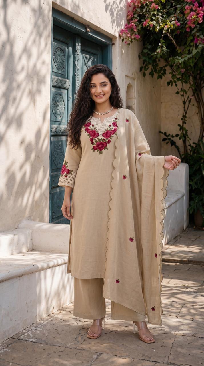 Pure Crush Cotton Off White 3pc Set