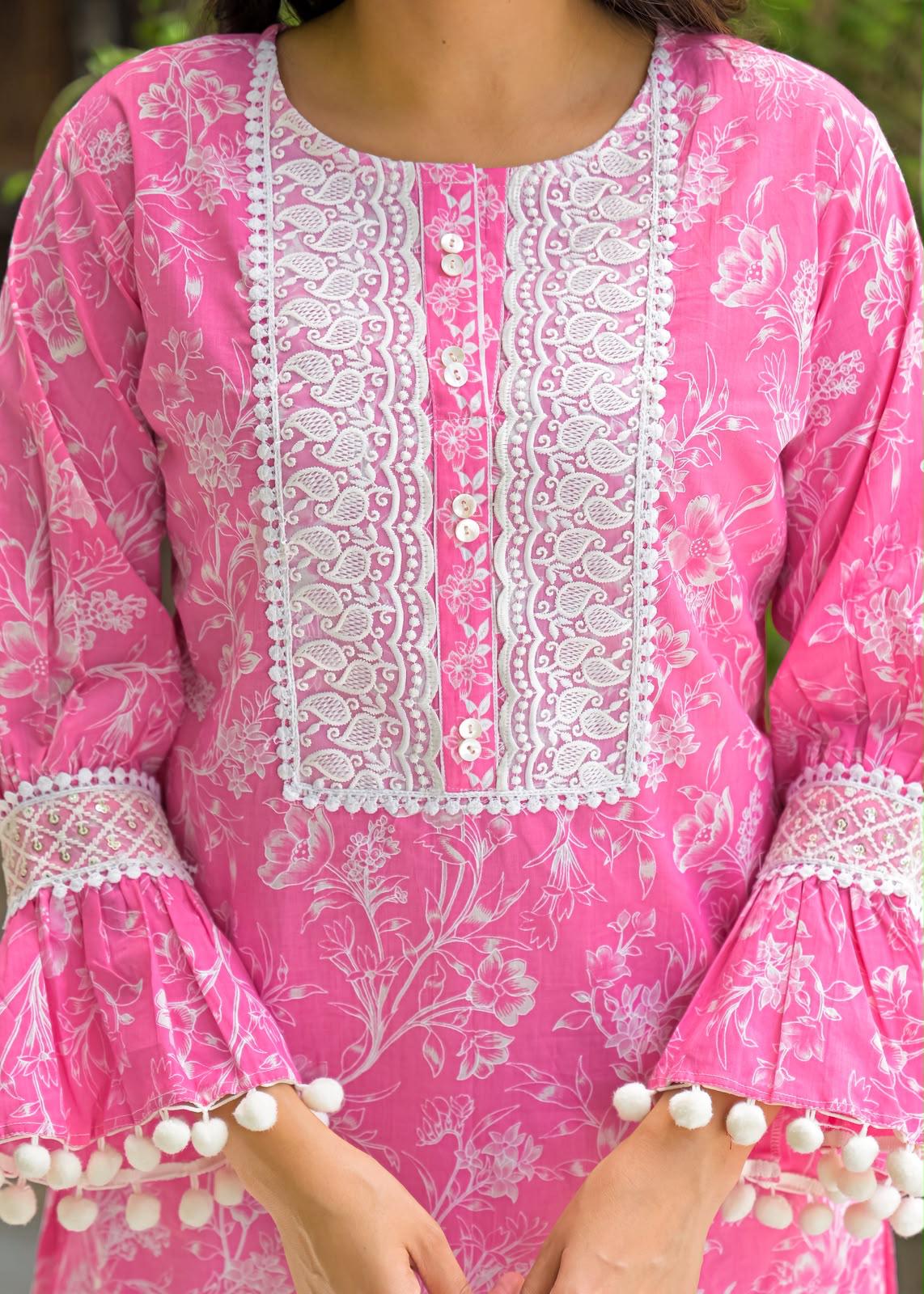 Pure Cotton Farsi Salwar Pink 2pc Set