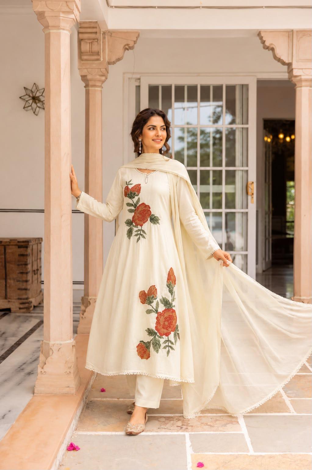 Pure Mull Cotton Cream Off White 3pc Set