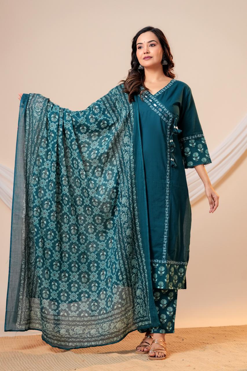 Pure Cotton Peacock Green 3pc Set