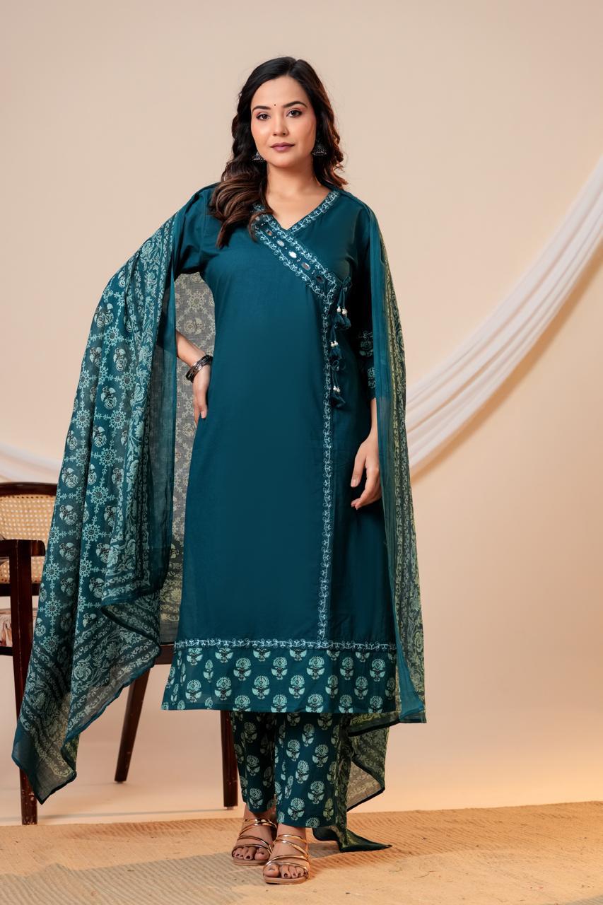 Pure Cotton Peacock Green 3pc Set